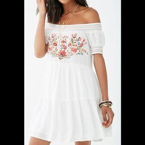 Floral Embroided Off-the-shoulder Dress